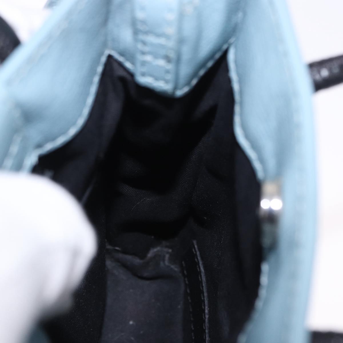 BALENCIAGA Shopping Phone Holder Bag Leather 2way Light Blue 593826 Auth 198722A