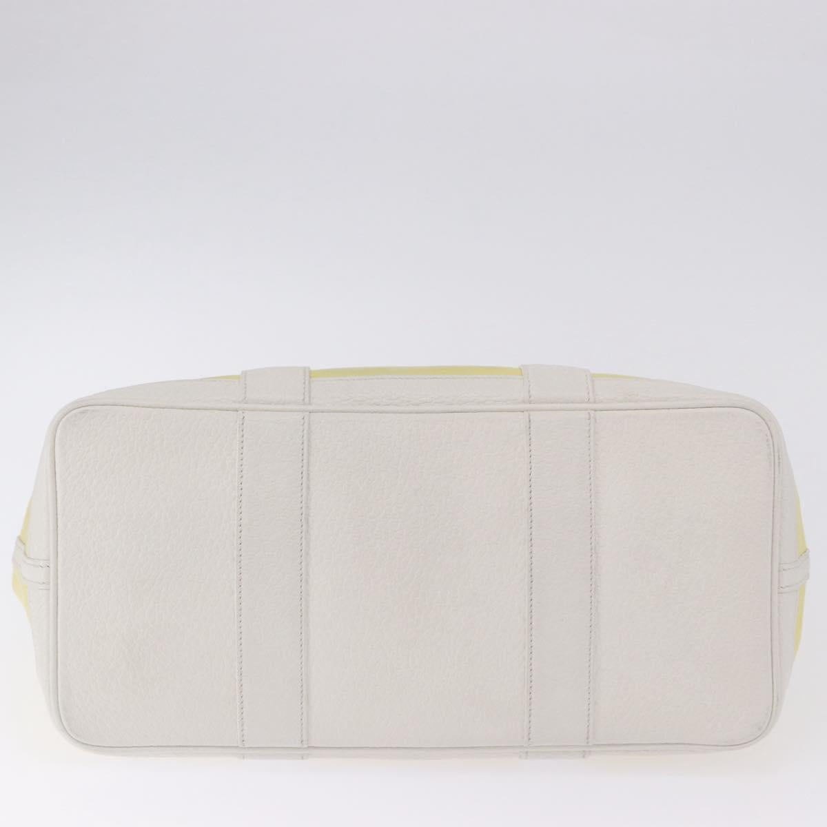 HERMES Garden Party PM Tote Bag Canvas Yellow Silver Auth 198723A