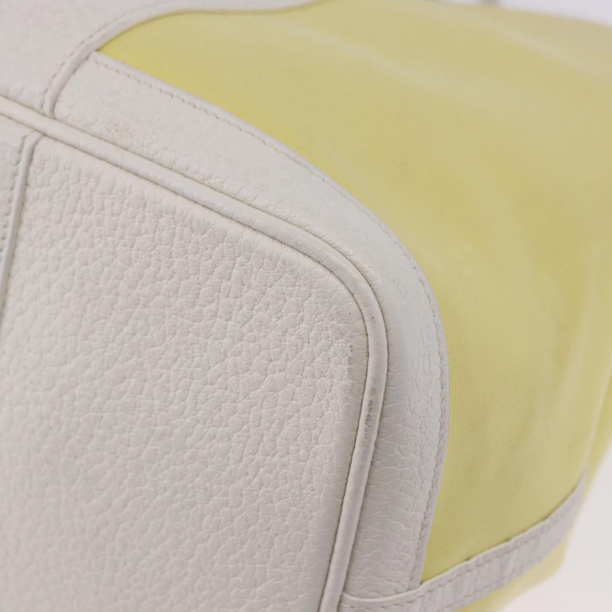 HERMES Garden Party PM Tote Bag Canvas Yellow Silver Auth 198723A