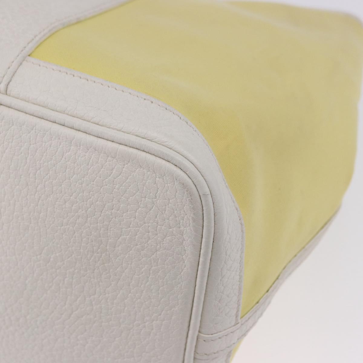 HERMES Garden Party PM Tote Bag Canvas Yellow Silver Auth 198723A