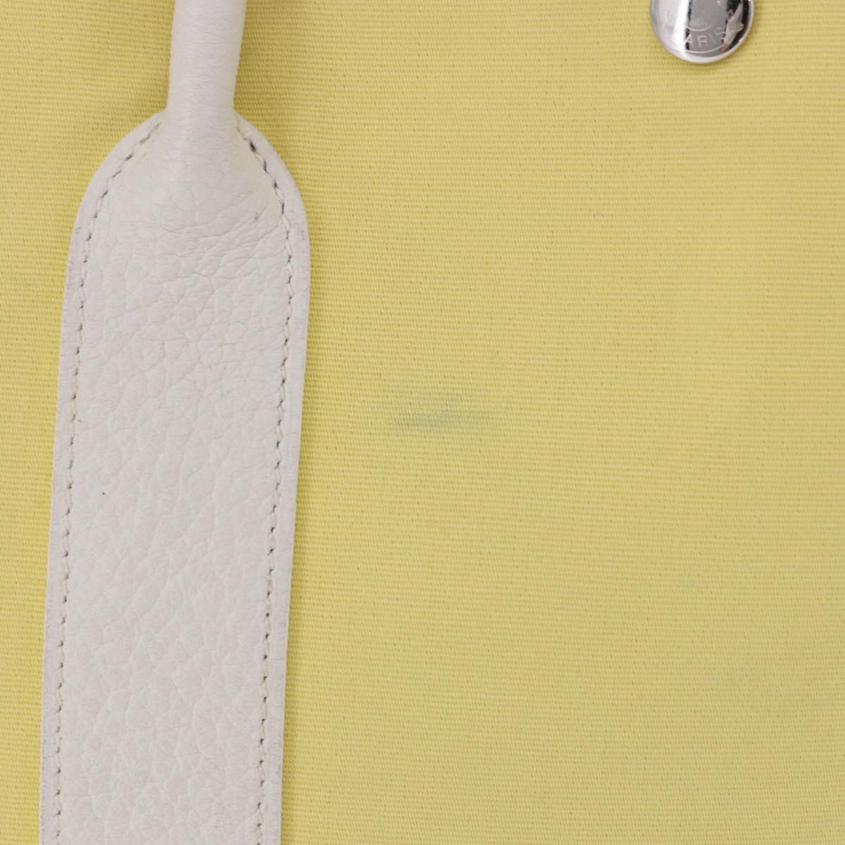 HERMES Garden Party PM Tote Bag Canvas Yellow Silver Auth 198723A