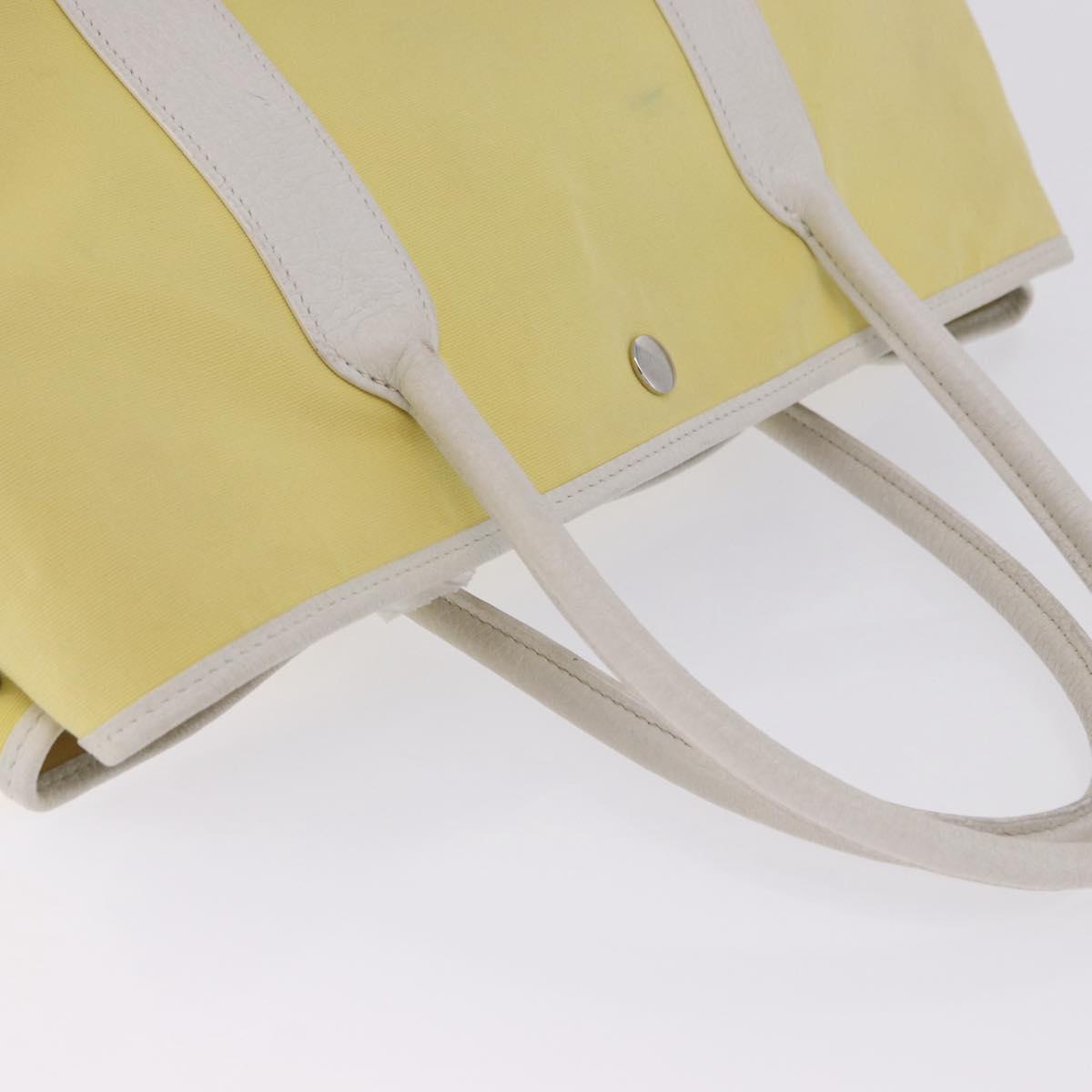 HERMES Garden Party PM Tote Bag Canvas Yellow Silver Auth 198723A