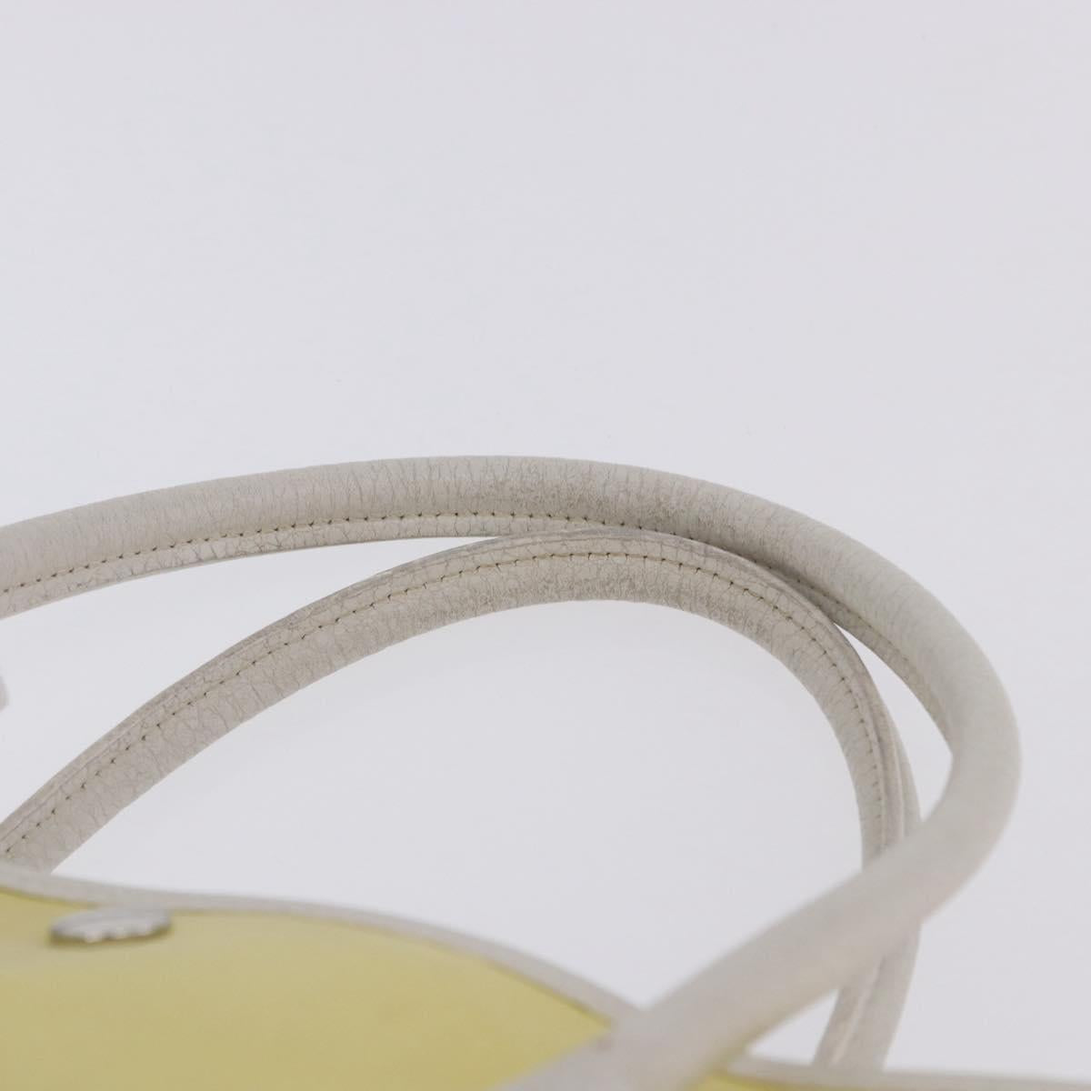 HERMES Garden Party PM Tote Bag Canvas Yellow Silver Auth 198723A