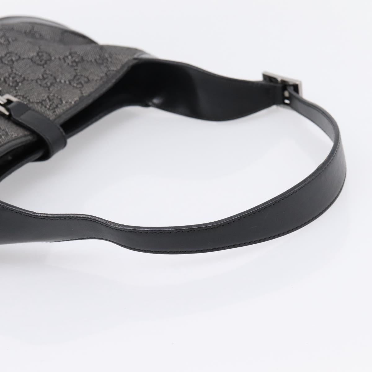 GUCCI GG Canvas Jackie Shoulder Bag Black Silver 01147 Auth 198724V