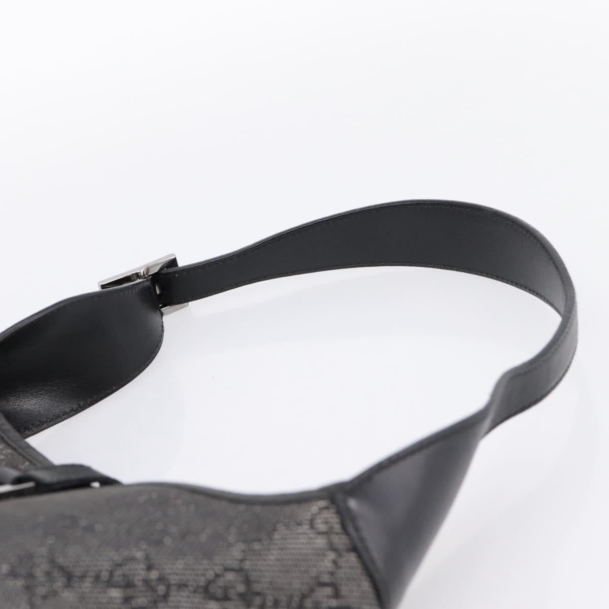 GUCCI GG Canvas Jackie Shoulder Bag Black Silver 01147 Auth 198724V
