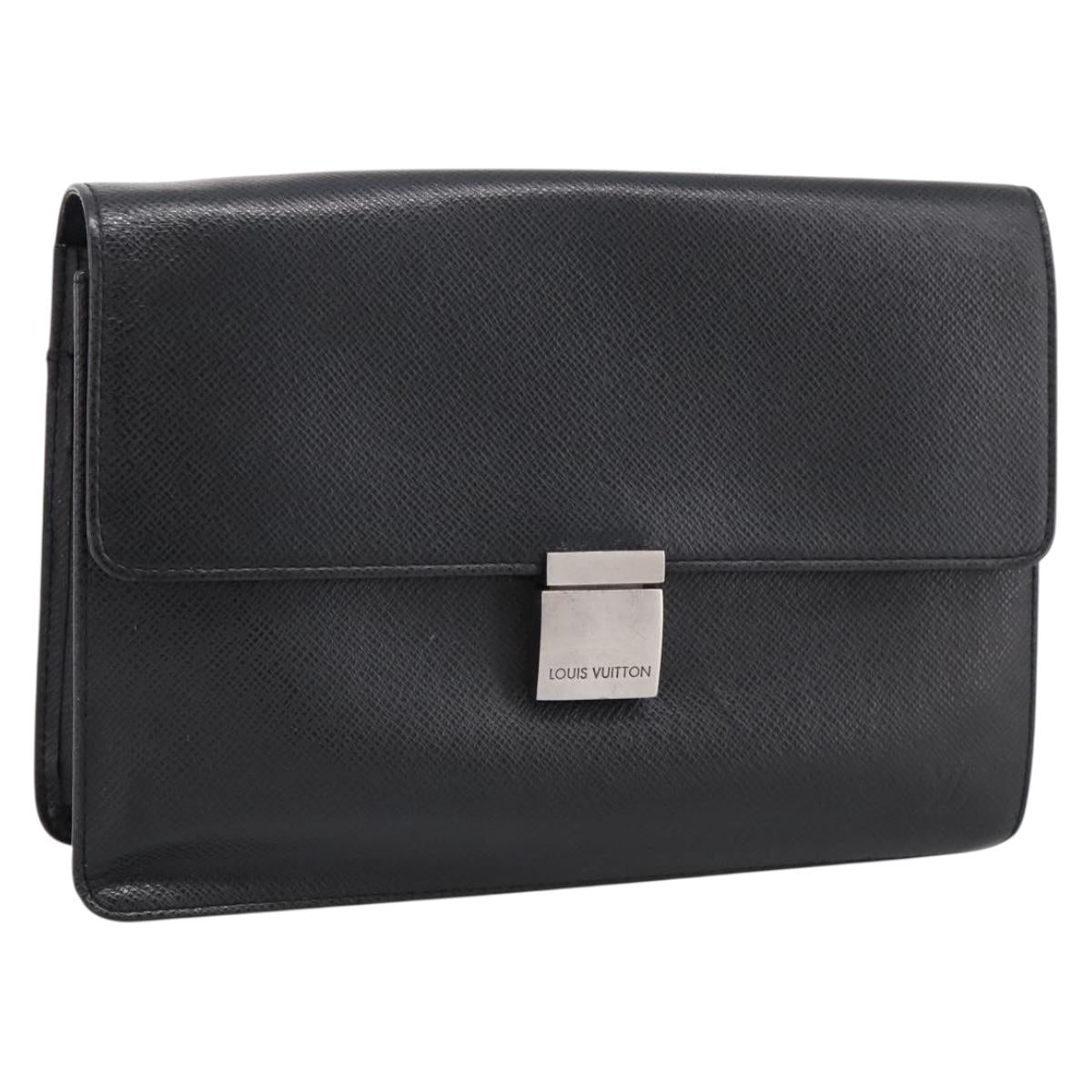LOUIS VUITTON Taiga Selenga Clutch Bag Ardoise M30782 LV Auth 198728