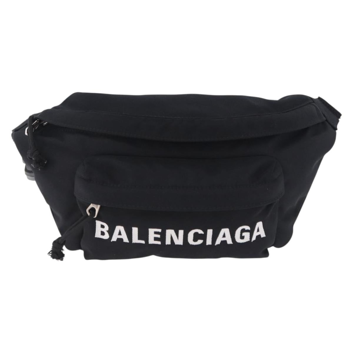 BALENCIAGA Waist Bag Nylon Black Silver 533009 Auth 198730A