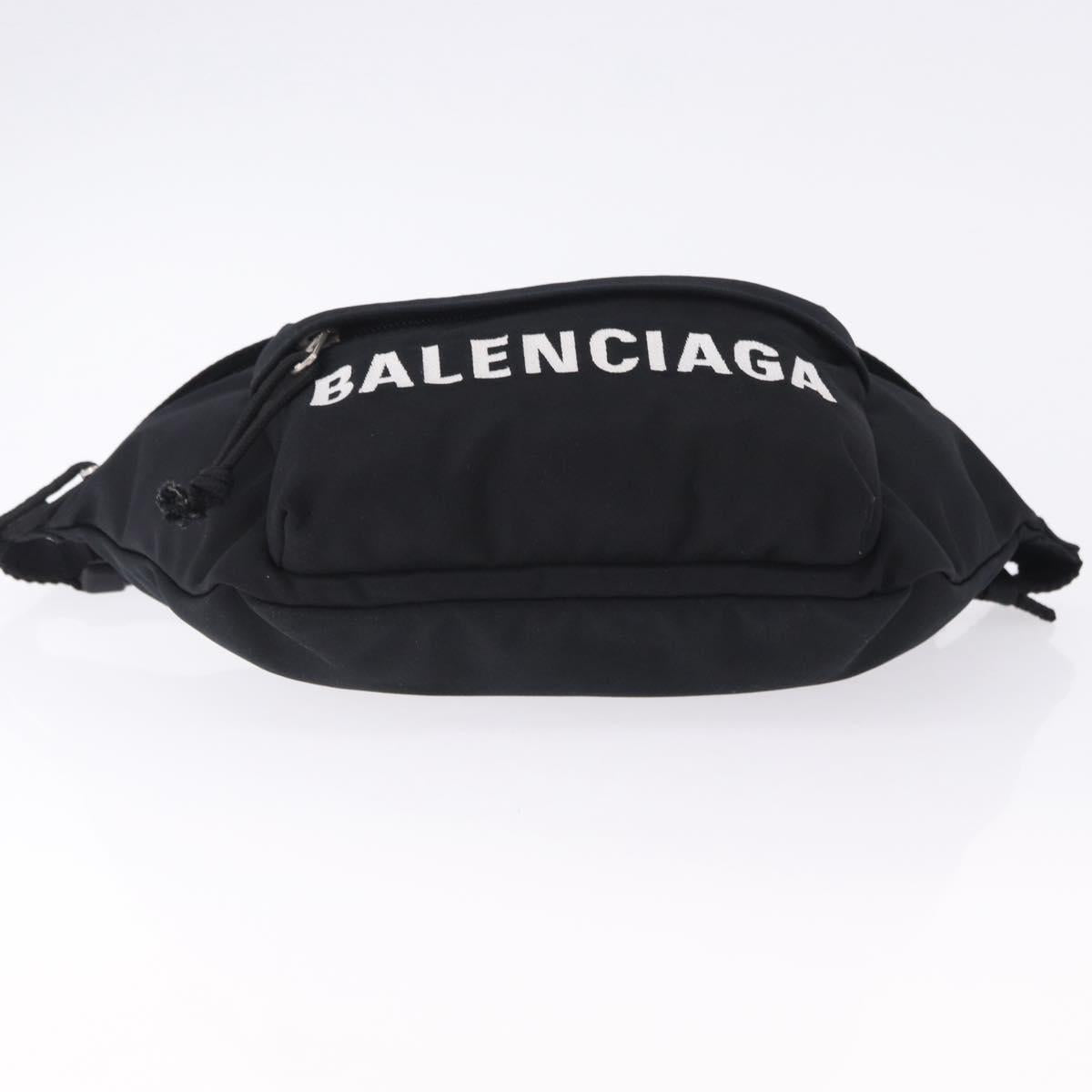 BALENCIAGA Waist Bag Nylon Black Silver 533009 Auth 198730A