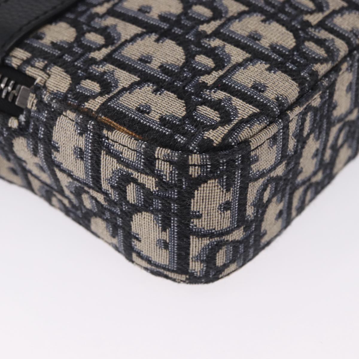 Christian Dior Trotter Canvas Shoulder Bag Navy Silver Auth 198731V