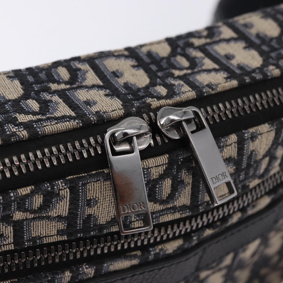 Christian Dior Trotter Canvas Shoulder Bag Navy Silver Auth 198731V