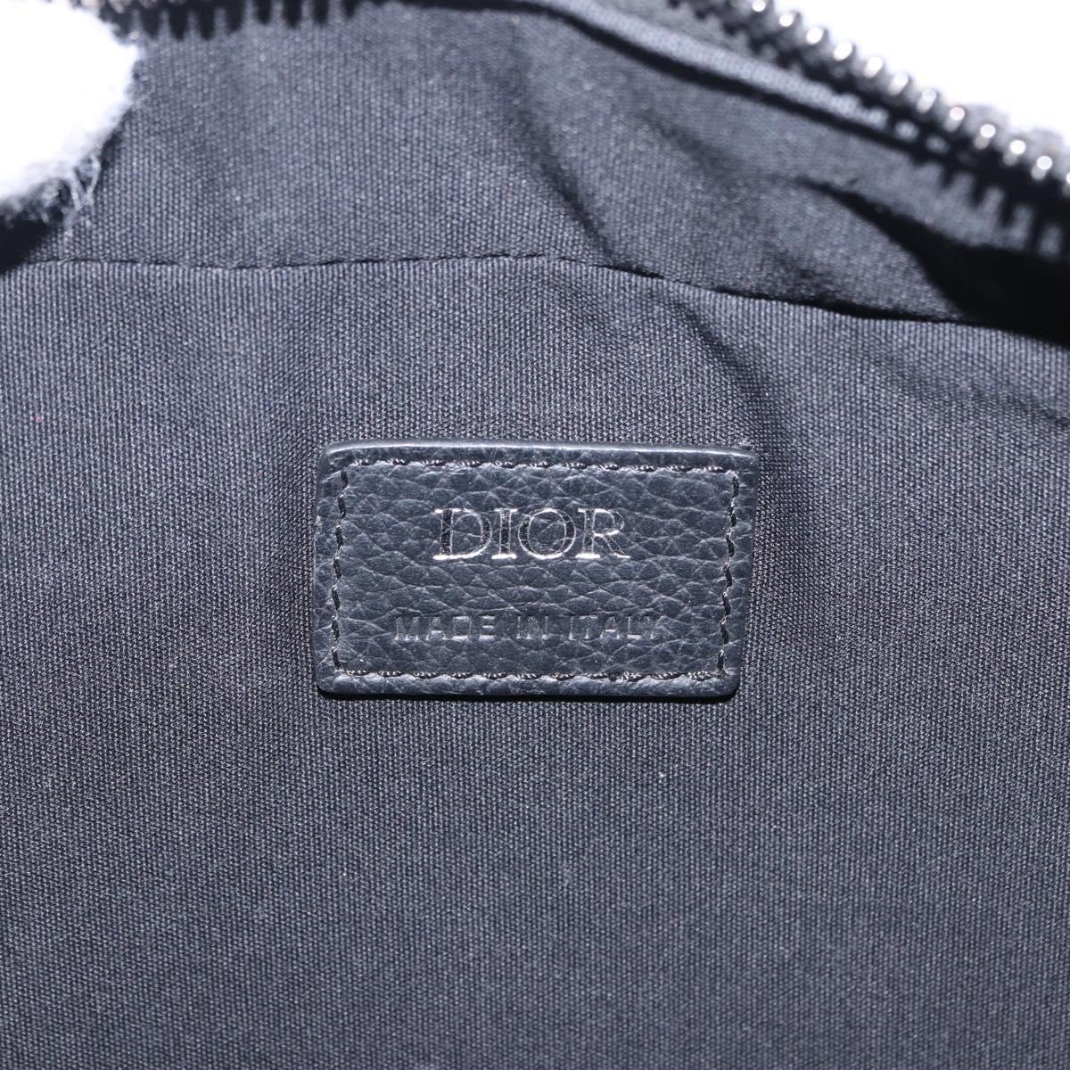 Christian Dior Trotter Canvas Shoulder Bag Navy Silver Auth 198731V