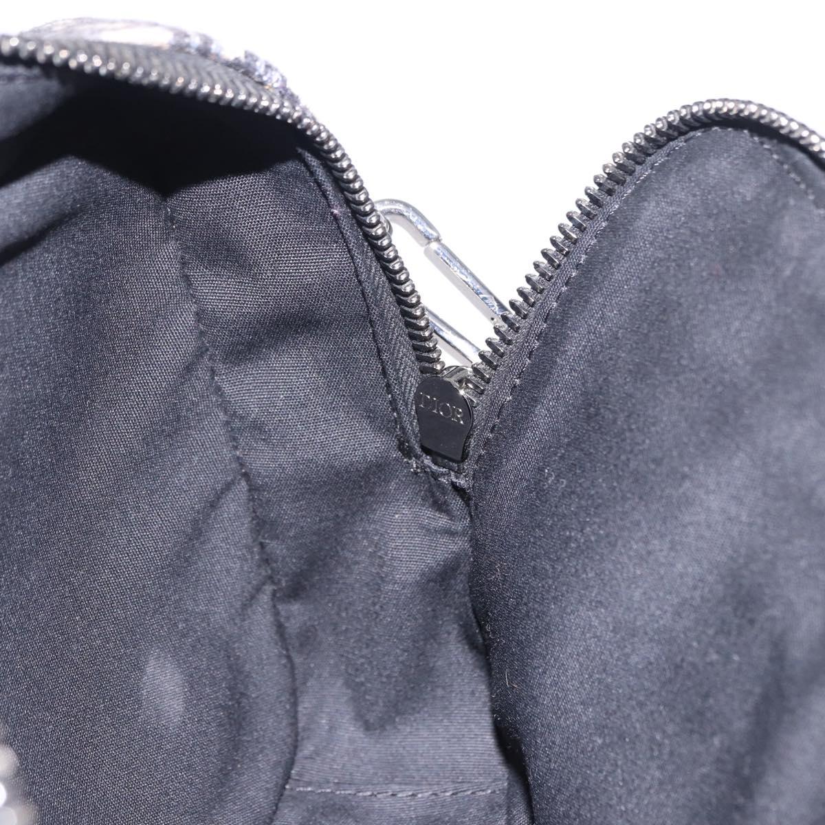 Christian Dior Trotter Canvas Shoulder Bag Navy Silver Auth 198731V