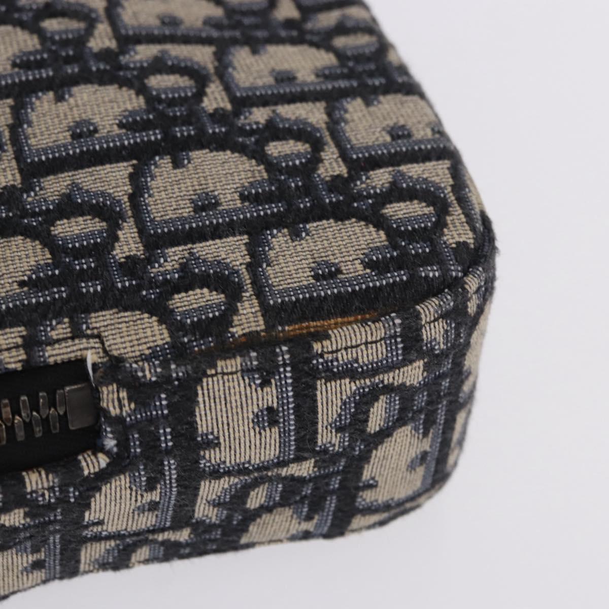 Christian Dior Trotter Canvas Shoulder Bag Navy Silver Auth 198731V