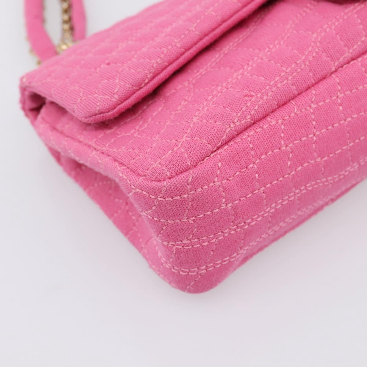 CHANEL 2.55 Chain Shoulder Bag Cotton Jersey Pink Gold CC Auth 198733M
