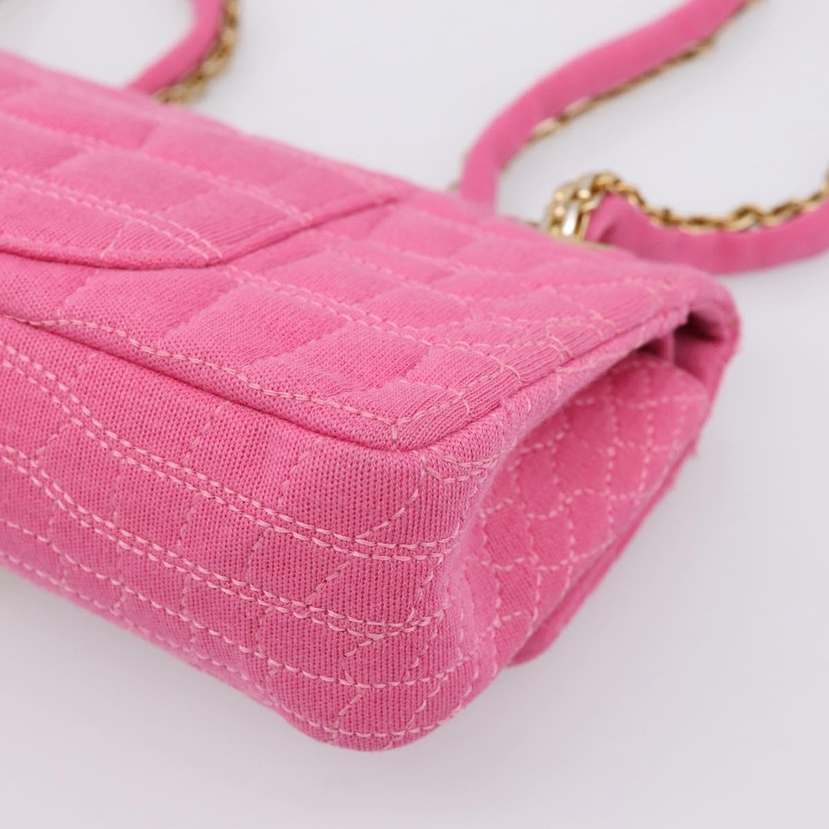 CHANEL 2.55 Chain Shoulder Bag Cotton Jersey Pink Gold CC Auth 198733M