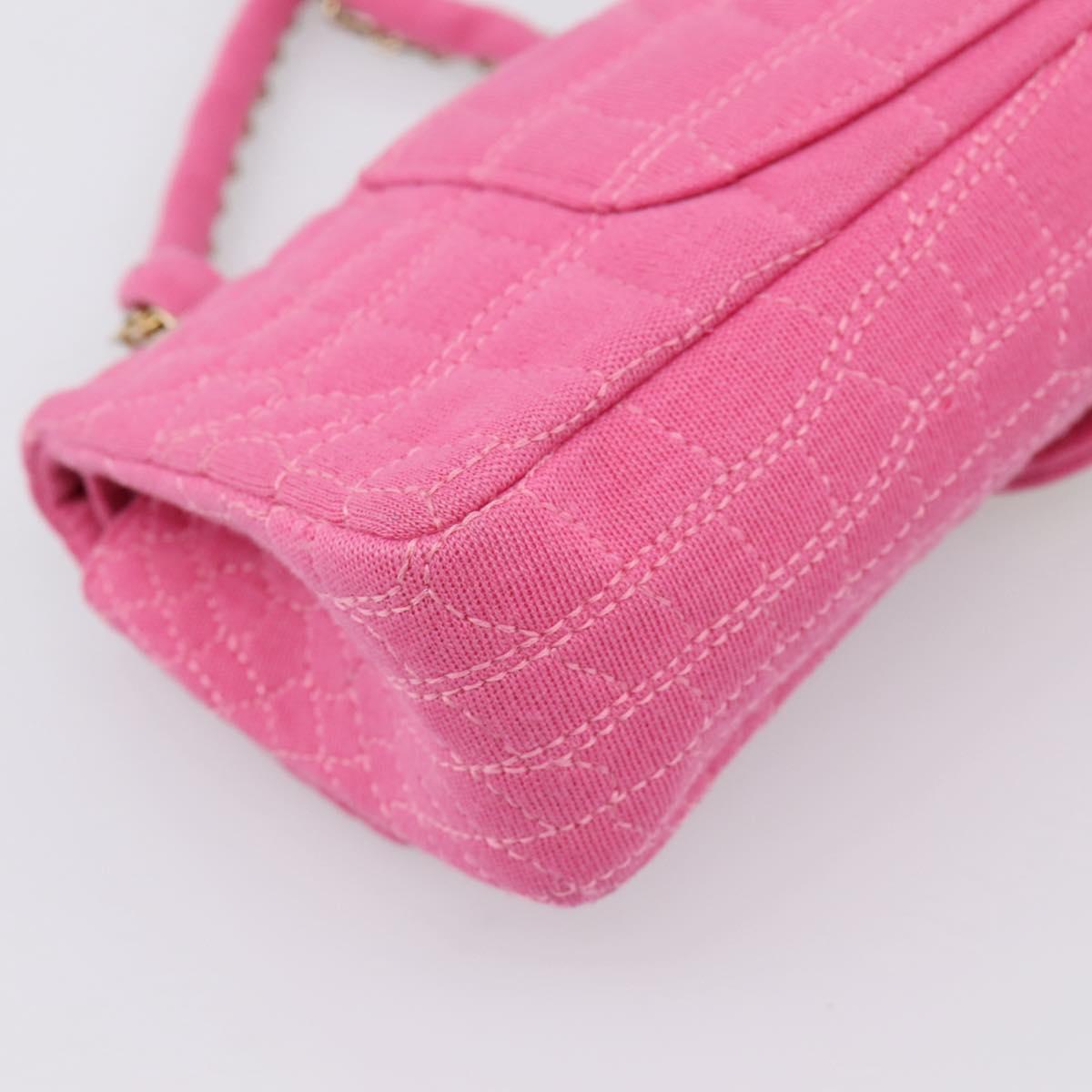 CHANEL 2.55 Chain Shoulder Bag Cotton Jersey Pink Gold CC Auth 198733M