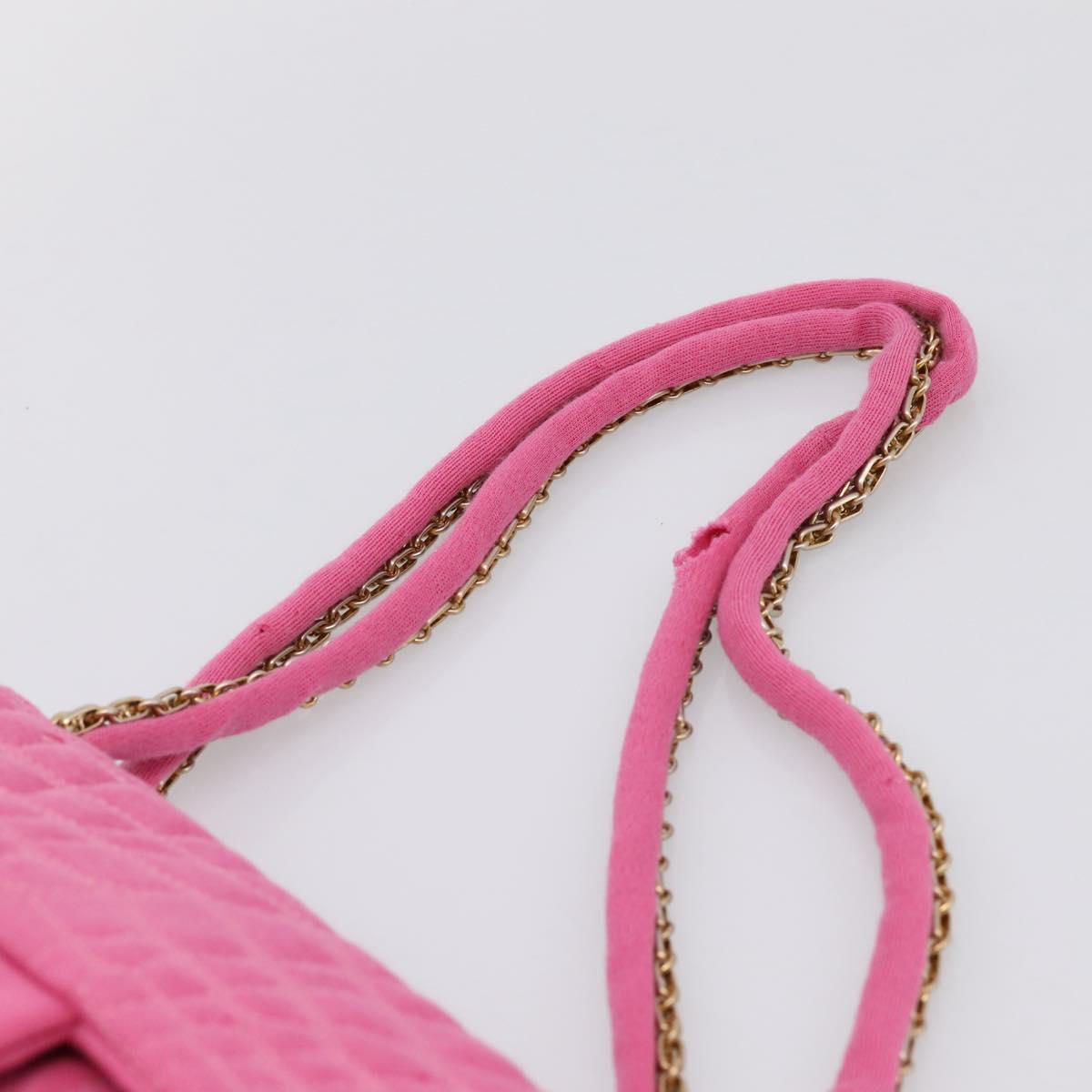 CHANEL 2.55 Chain Shoulder Bag Cotton Jersey Pink Gold CC Auth 198733M
