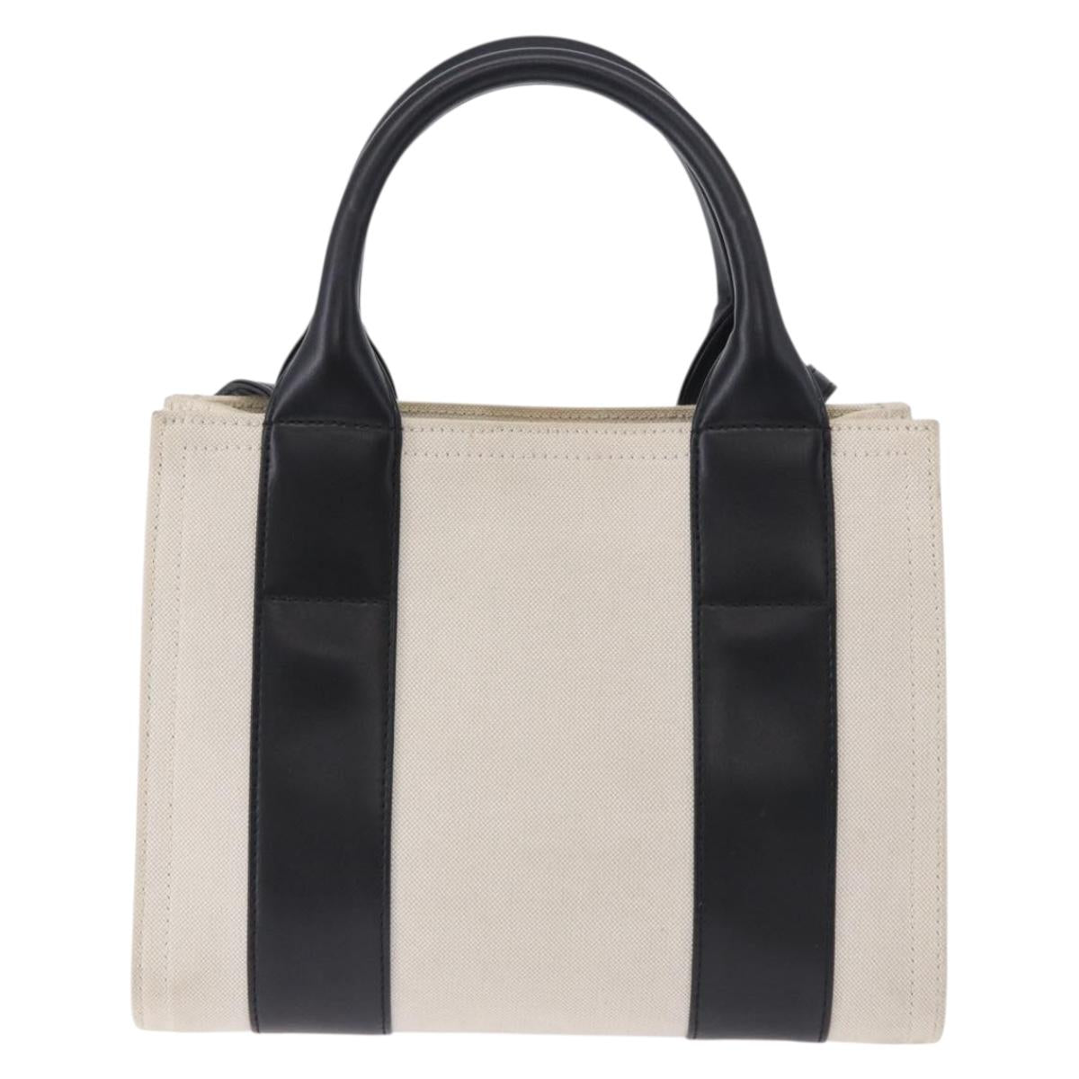 BALENCIAGA Trade XS Hand Bag Canvas 2way Beige Silver 620882 Auth 198734A