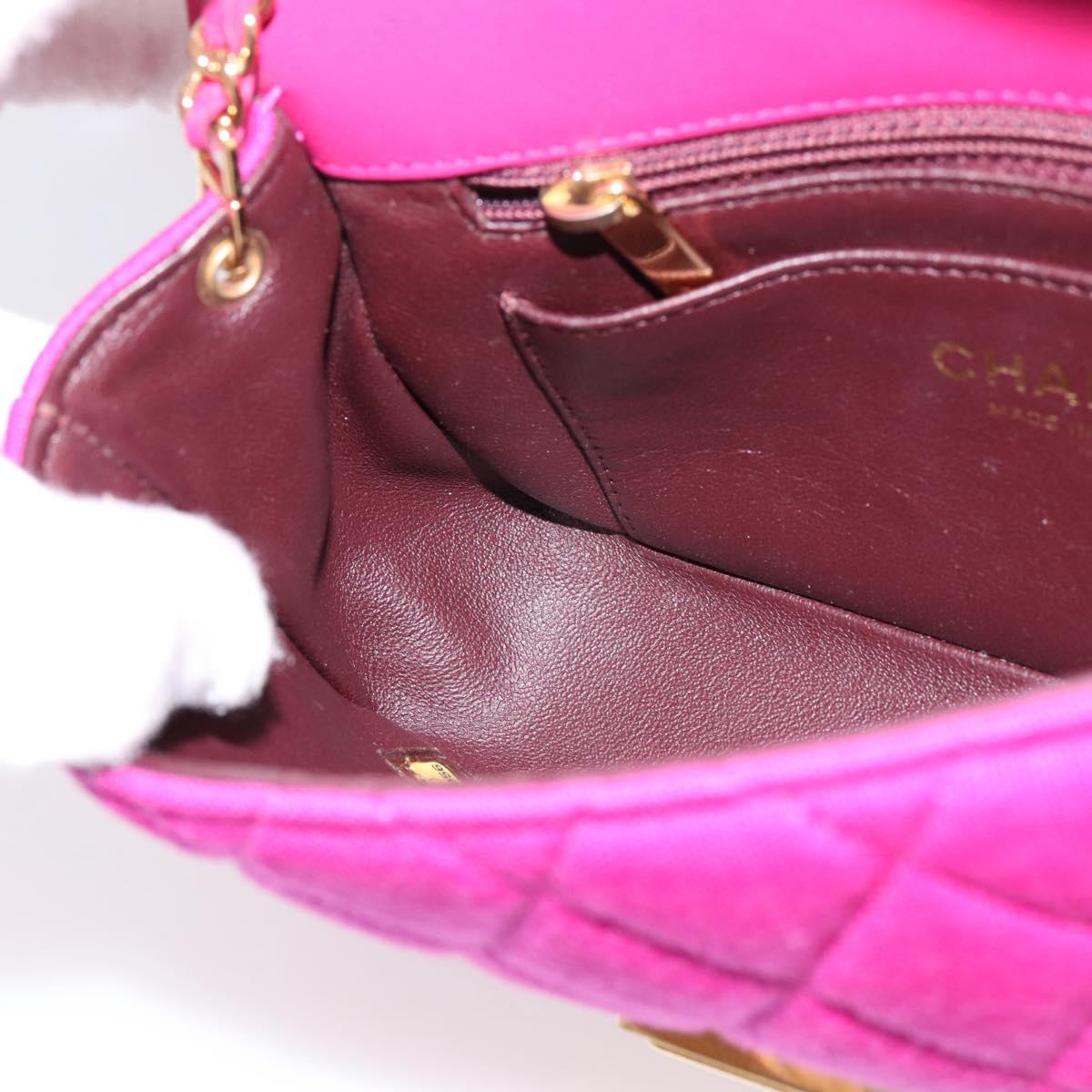 CHANEL Matelasse Chain Shoulder Bag Cotton jersey Pink Gold CC Auth 198735M