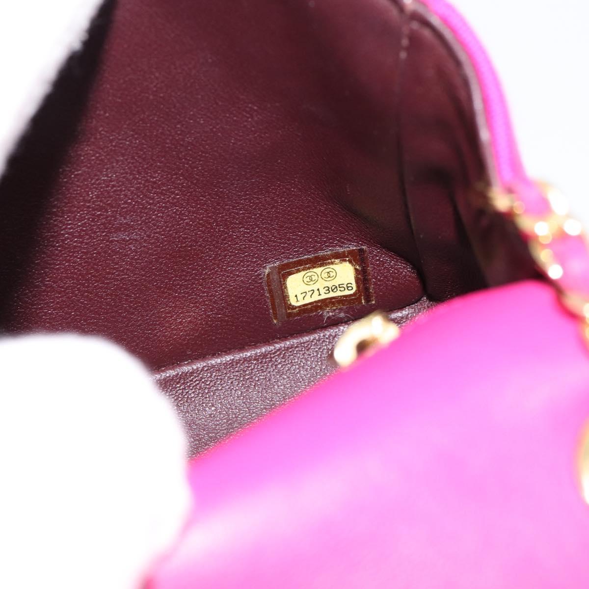 CHANEL Matelasse Chain Shoulder Bag Cotton jersey Pink Gold CC Auth 198735M