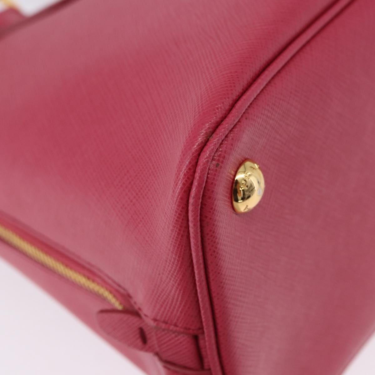 PRADA Galleria Hand Bag Saffiano 2way Pink Gold Auth 198736V