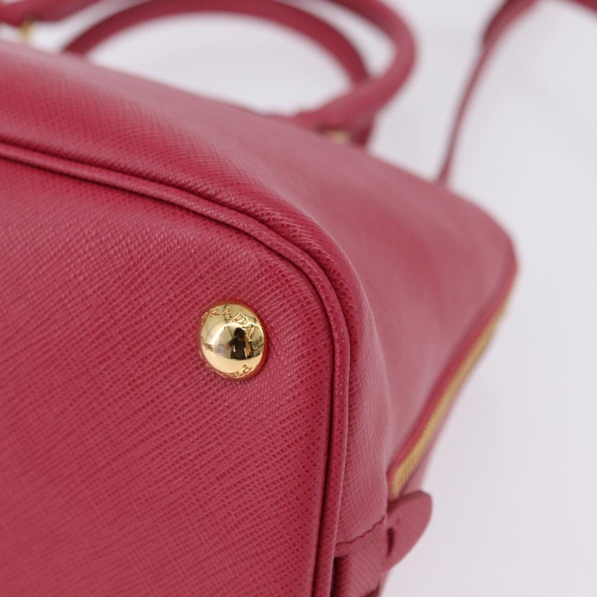 PRADA Galleria Hand Bag Saffiano 2way Pink Gold Auth 198736V