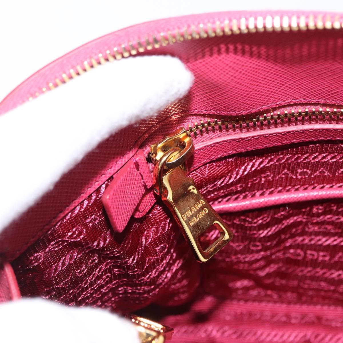 PRADA Galleria Hand Bag Saffiano 2way Pink Gold Auth 198736V