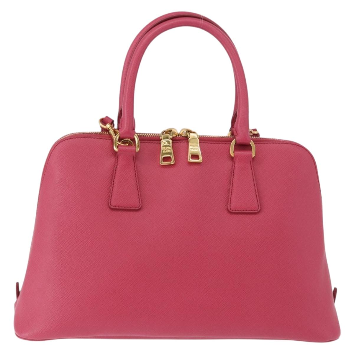 PRADA Galleria Hand Bag Saffiano 2way Pink Gold Auth 198736V