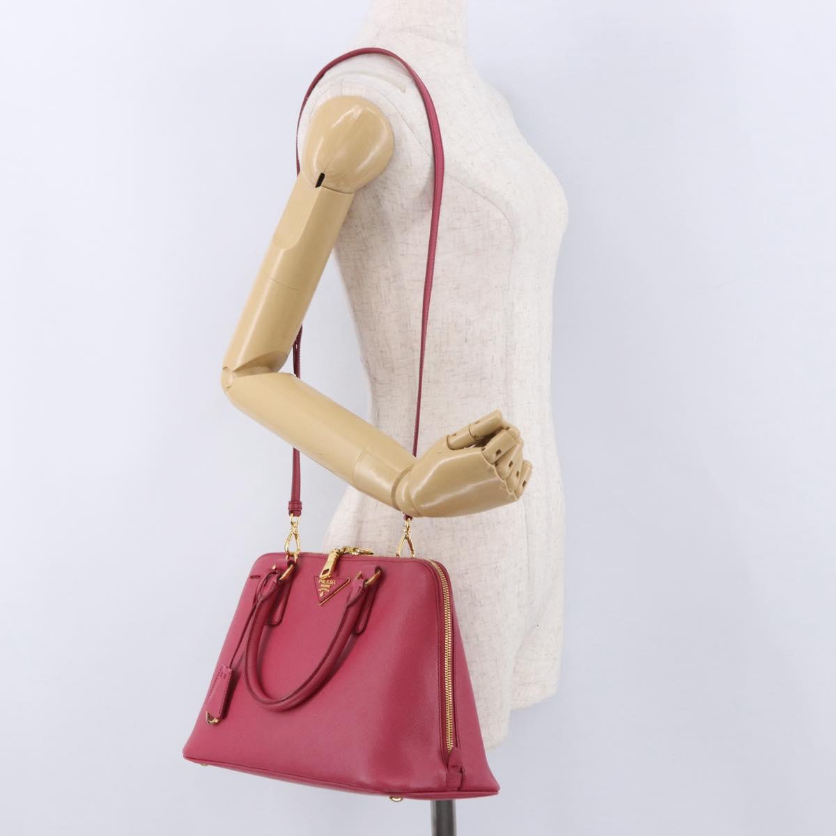 PRADA Galleria Hand Bag Saffiano 2way Pink Gold Auth 198736V