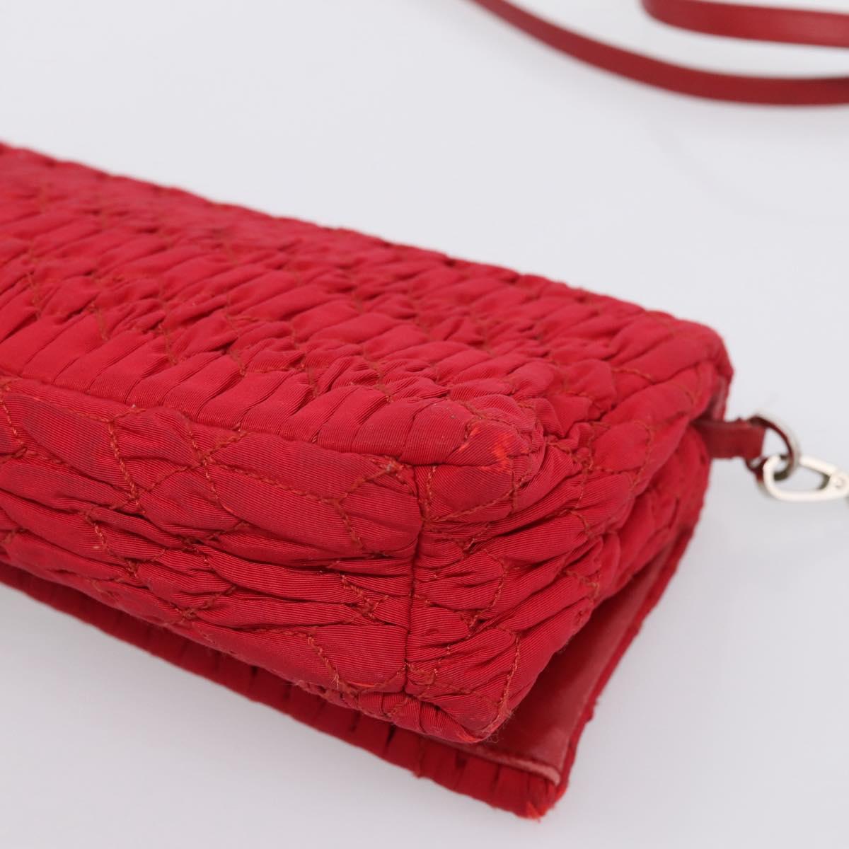 Miu Miu Matelasse Chain Shoulder Bag Nylon Red Silver Auth 198738A