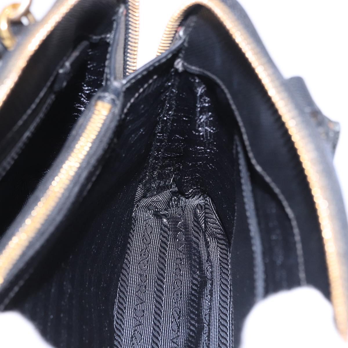 PRADA Hand Bag Saffiano leather 2way Black Gold Auth 198741V