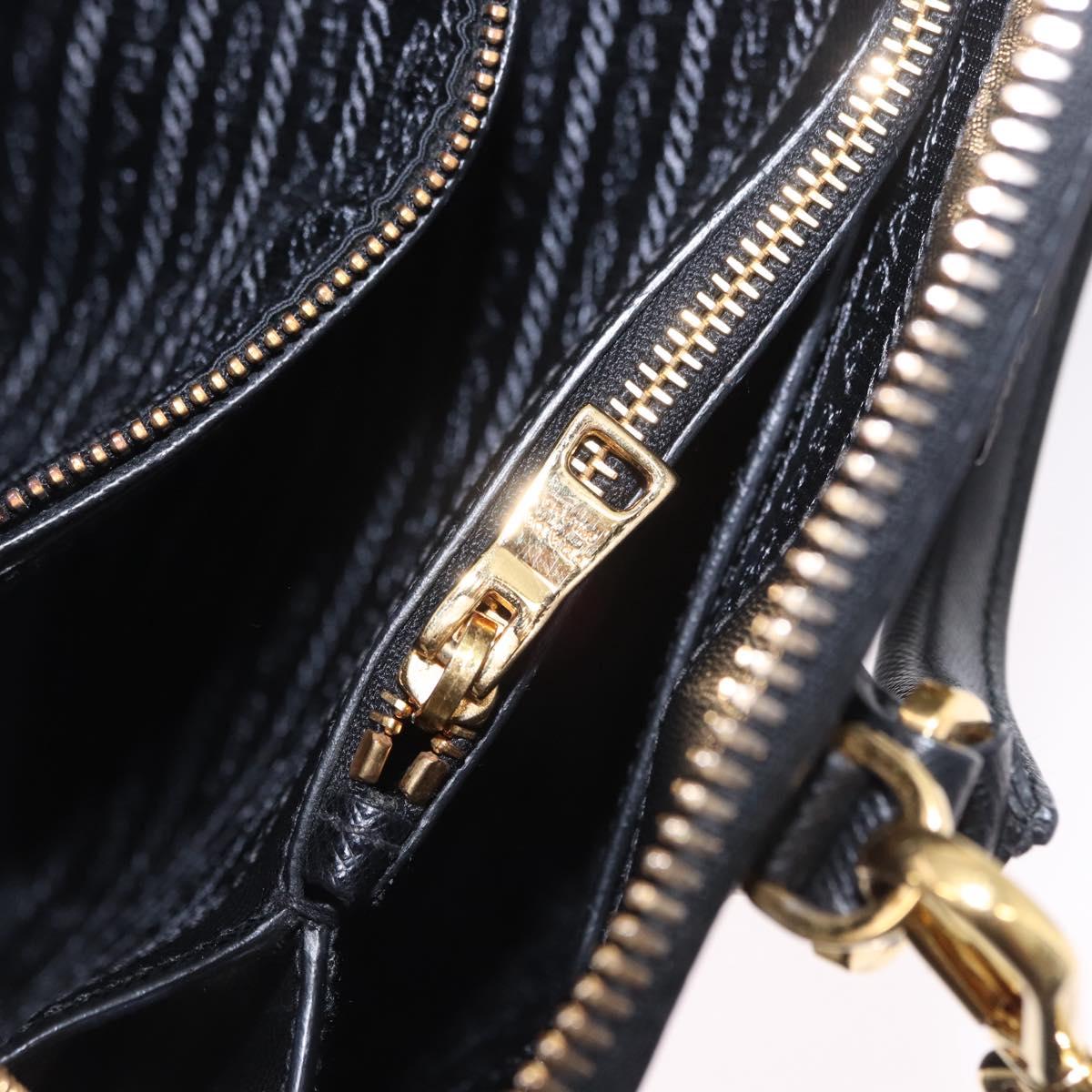 PRADA Hand Bag Saffiano leather 2way Black Gold Auth 198741V