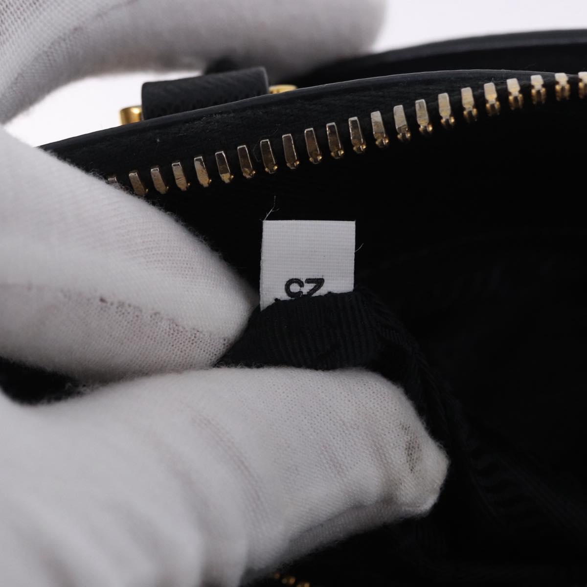 PRADA Hand Bag Saffiano leather 2way Black Gold Auth 198741V