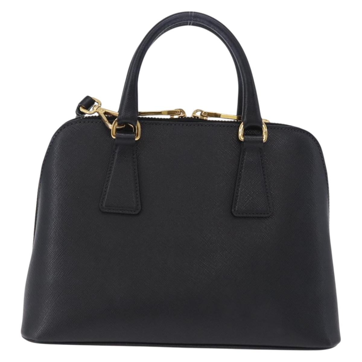 PRADA Hand Bag Saffiano leather 2way Black Gold Auth 198741V