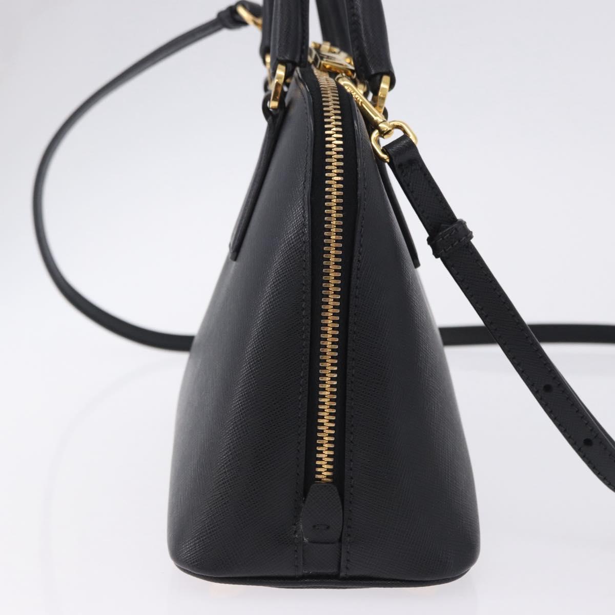 PRADA Hand Bag Saffiano leather 2way Black Gold Auth 198741V