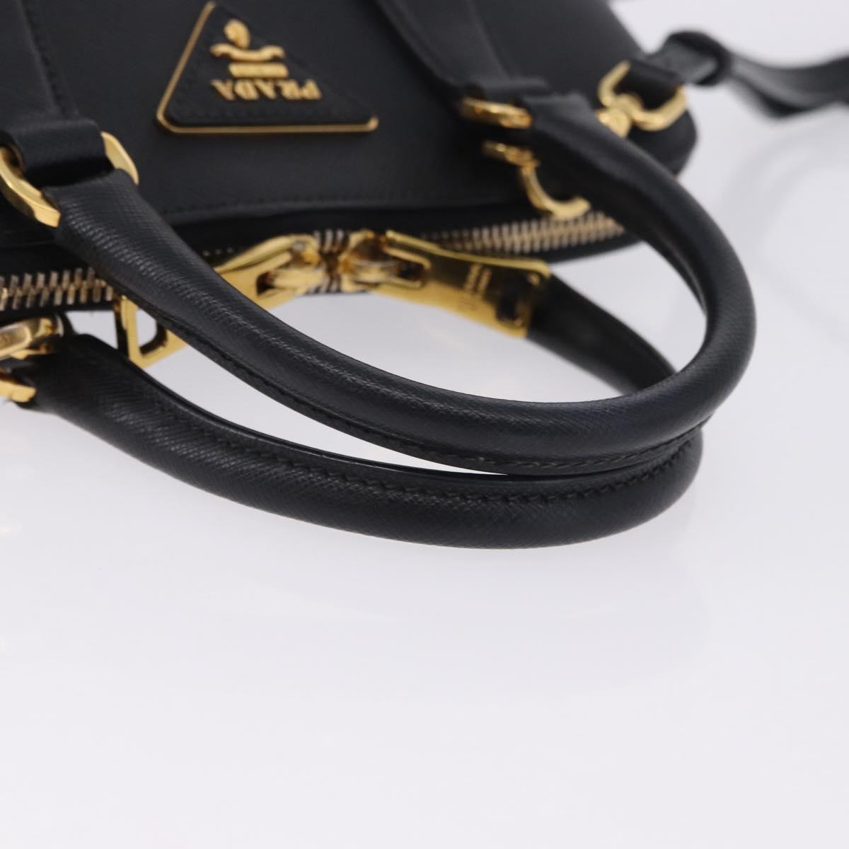 PRADA Hand Bag Saffiano leather 2way Black Gold Auth 198741V