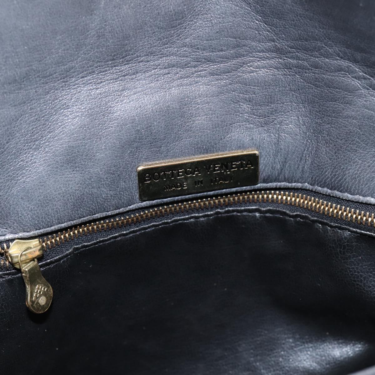 BOTTEGA VENETA INTRECCIATO Shoulder Bag Leather Gray Gold Auth 198743A