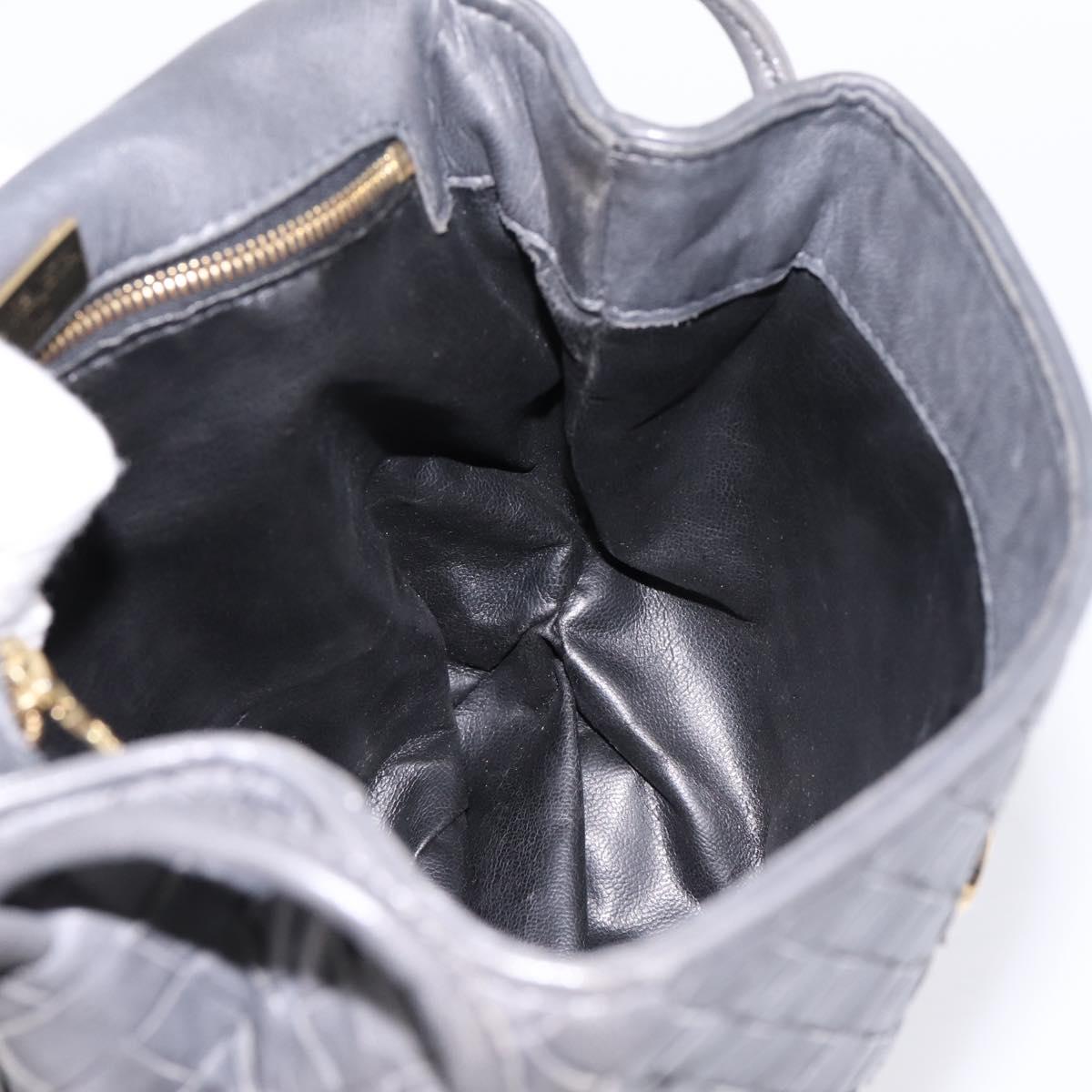 BOTTEGA VENETA INTRECCIATO Shoulder Bag Leather Gray Gold Auth 198743A