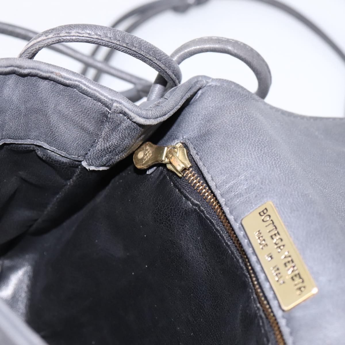 BOTTEGA VENETA INTRECCIATO Shoulder Bag Leather Gray Gold Auth 198743A