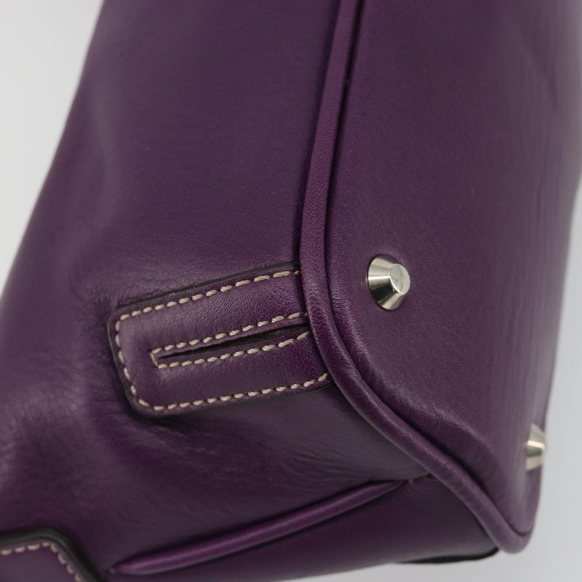 BURBERRY Shoulder Bag Leather Purple Silver Auth 198744A