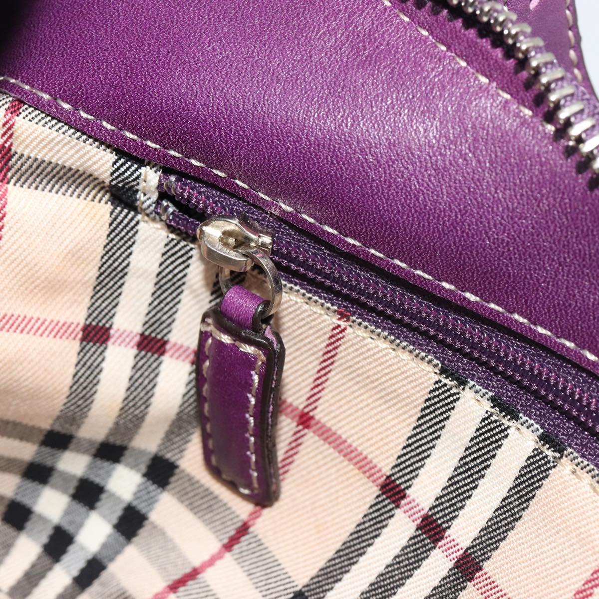 BURBERRY Shoulder Bag Leather Purple Silver Auth 198744A