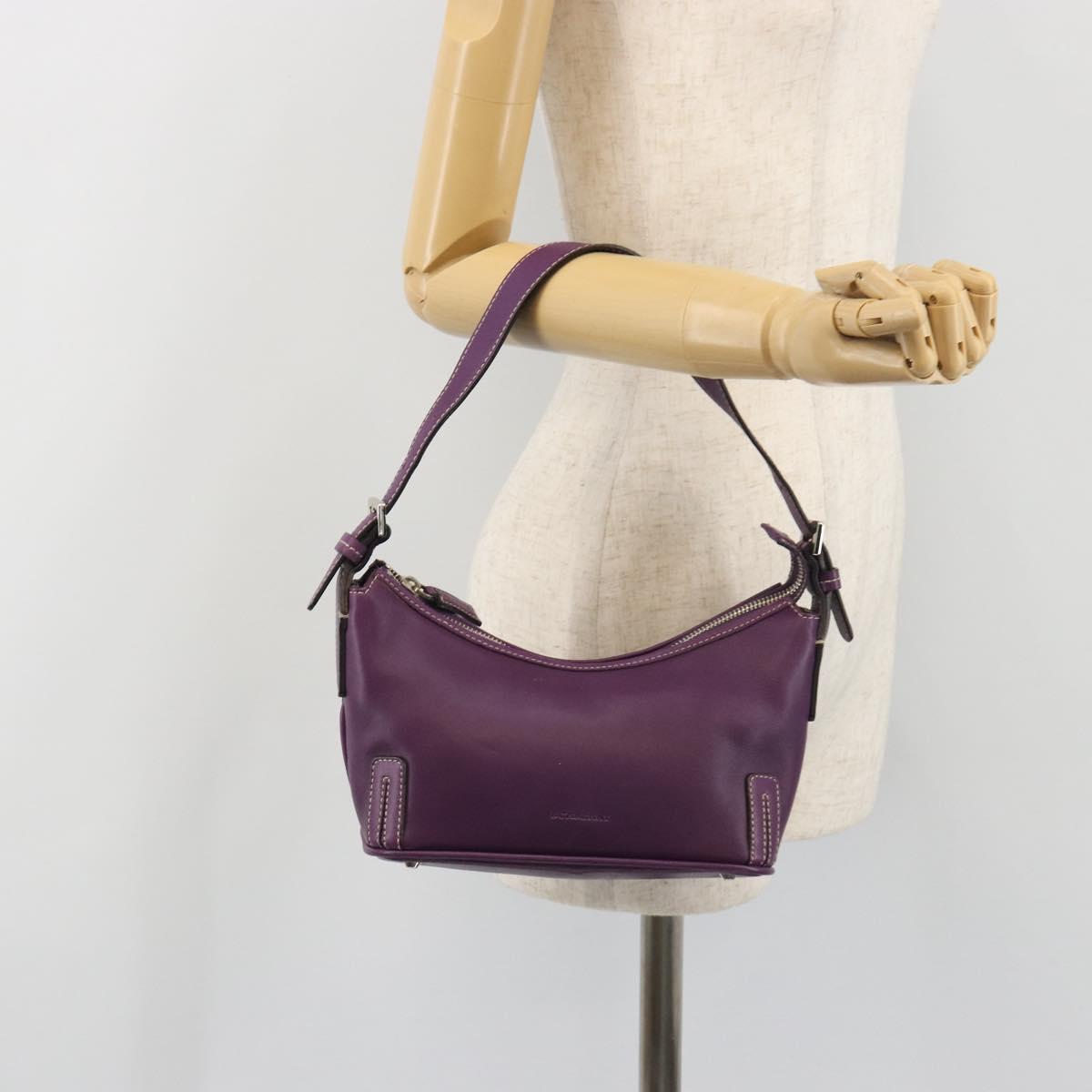BURBERRY Shoulder Bag Leather Purple Silver Auth 198744A