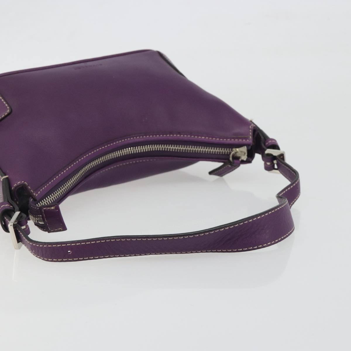 BURBERRY Shoulder Bag Leather Purple Silver Auth 198744A