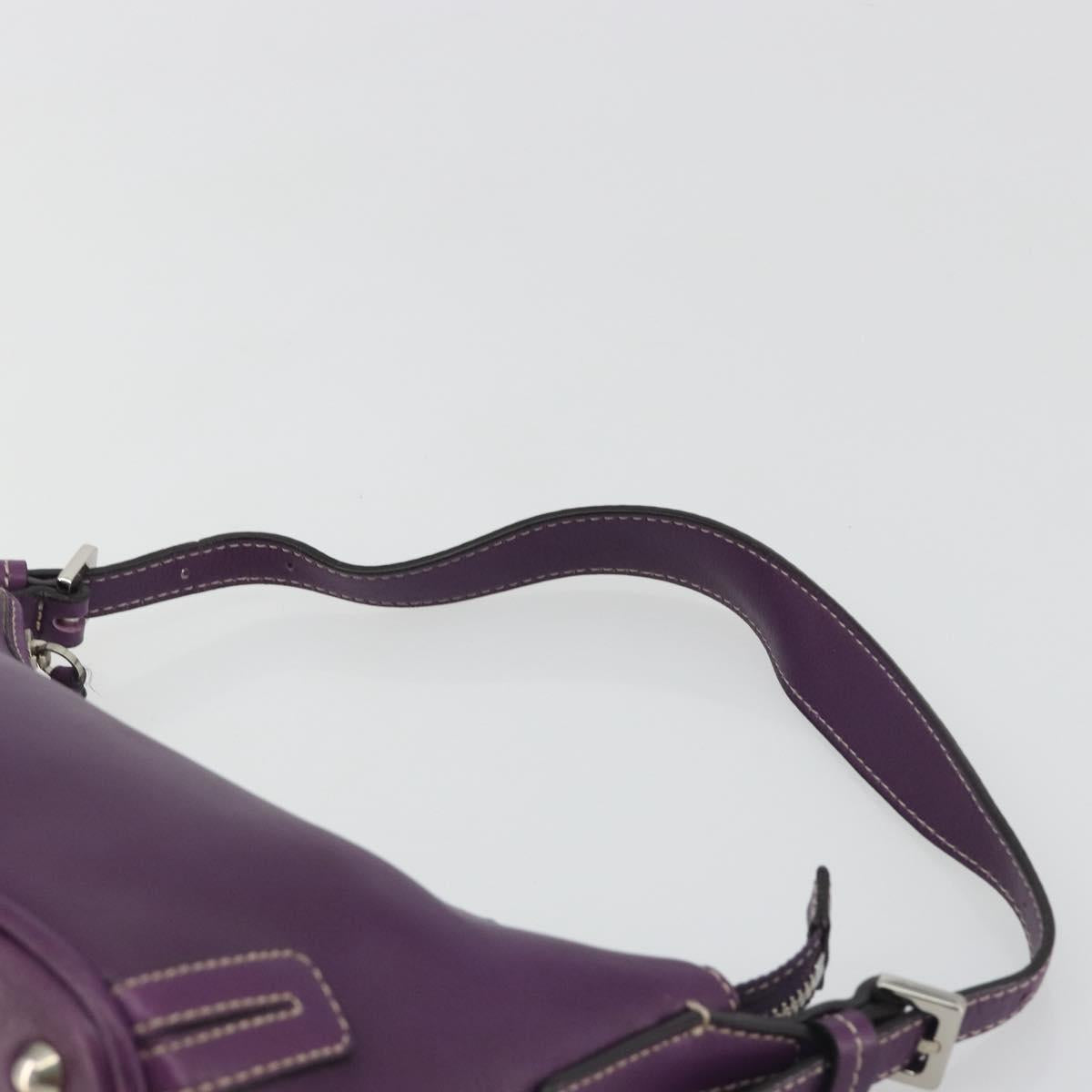 BURBERRY Shoulder Bag Leather Purple Silver Auth 198744A