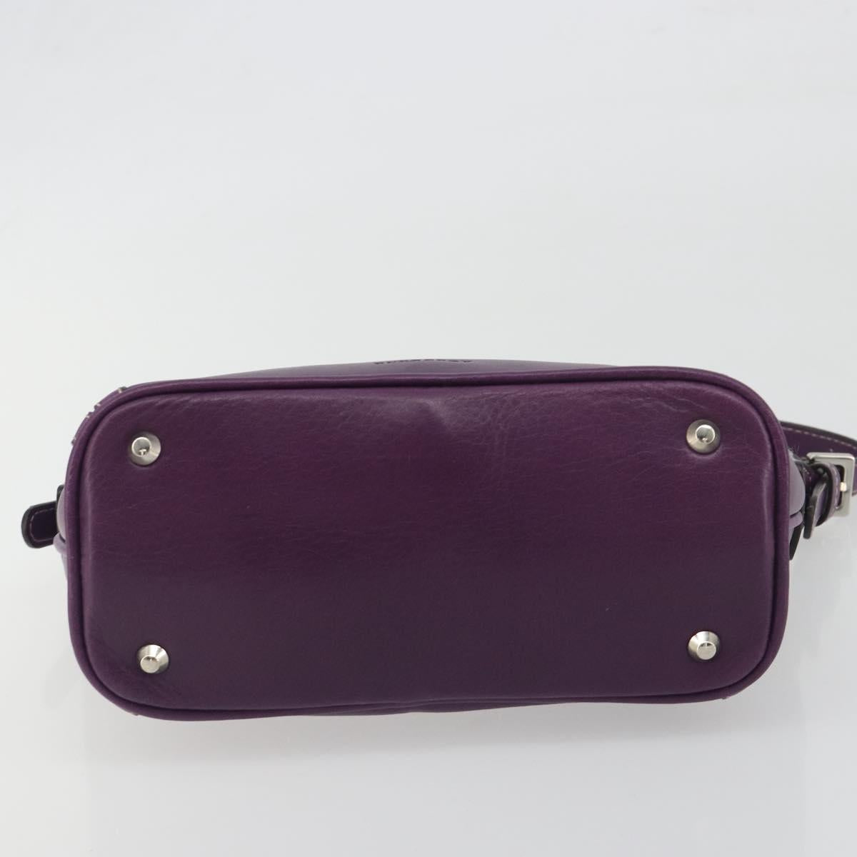 BURBERRY Shoulder Bag Leather Purple Silver Auth 198744A