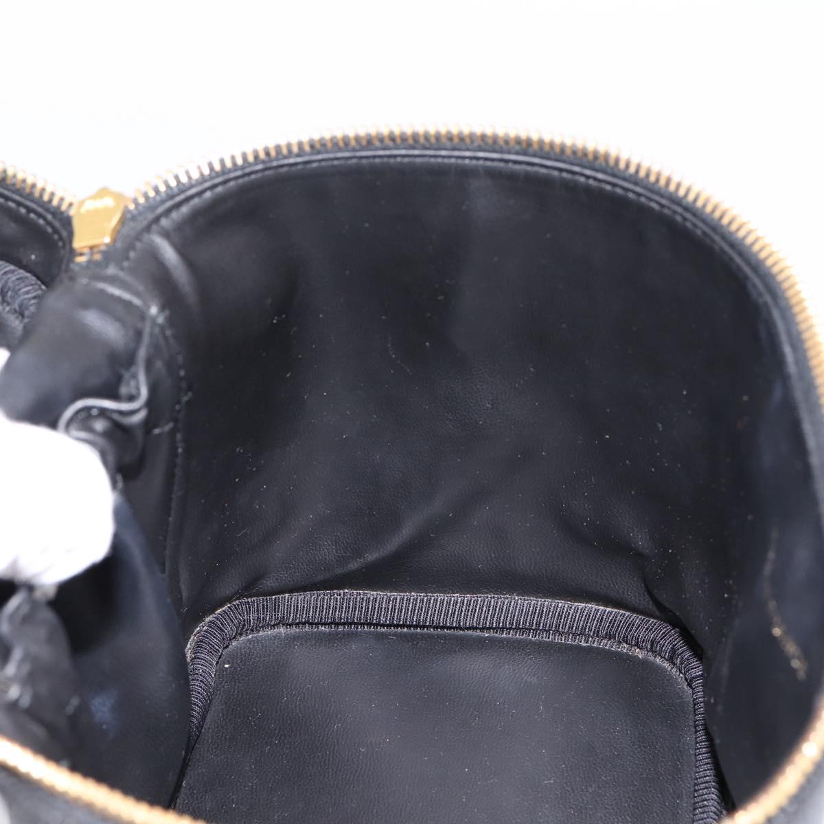 CHANEL COCO Mark Vanity Hand Bag Caviar Skin Black Gold CC Auth 198746V