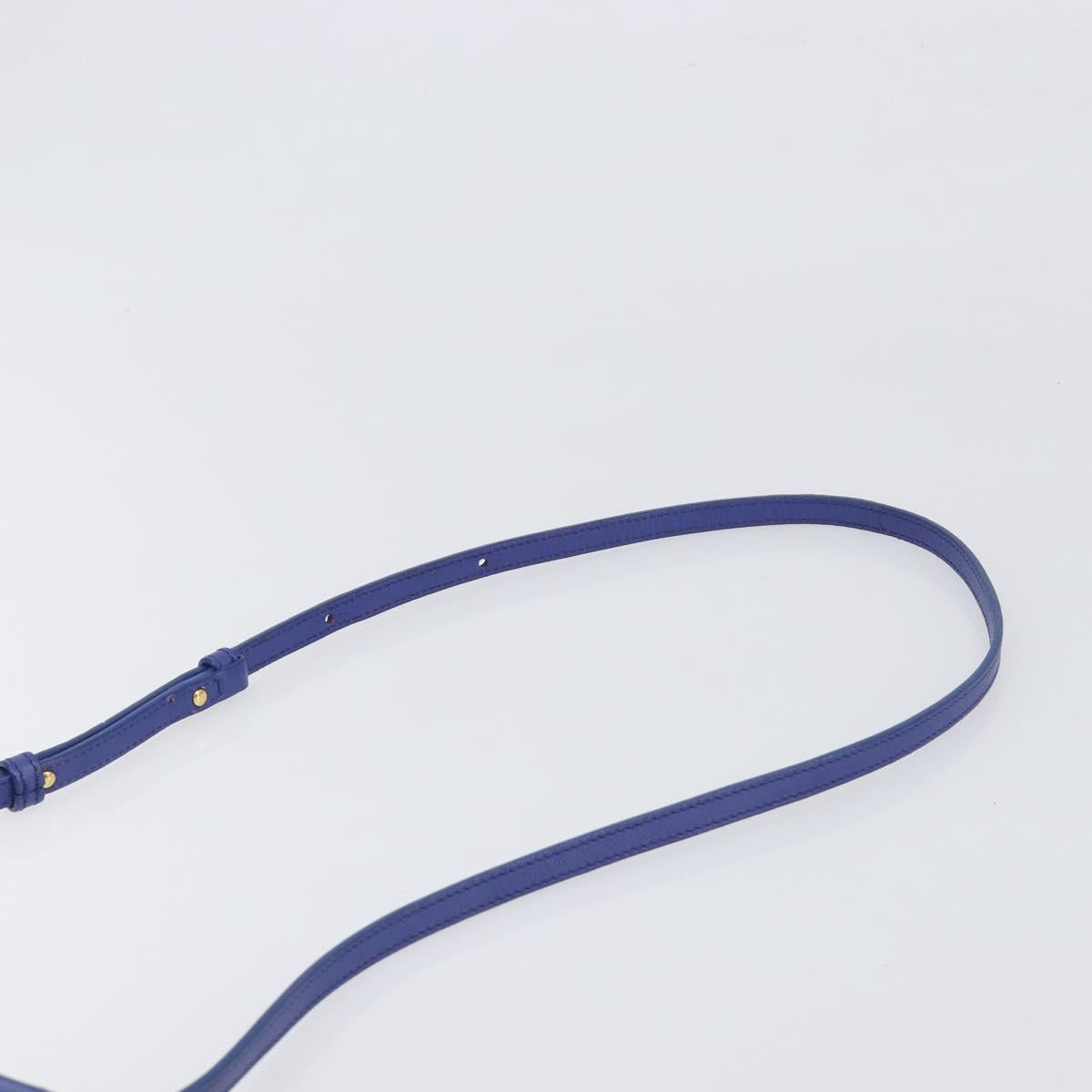 CELINE Trio Shoulder Bag Leather Blue Gold Auth 198751