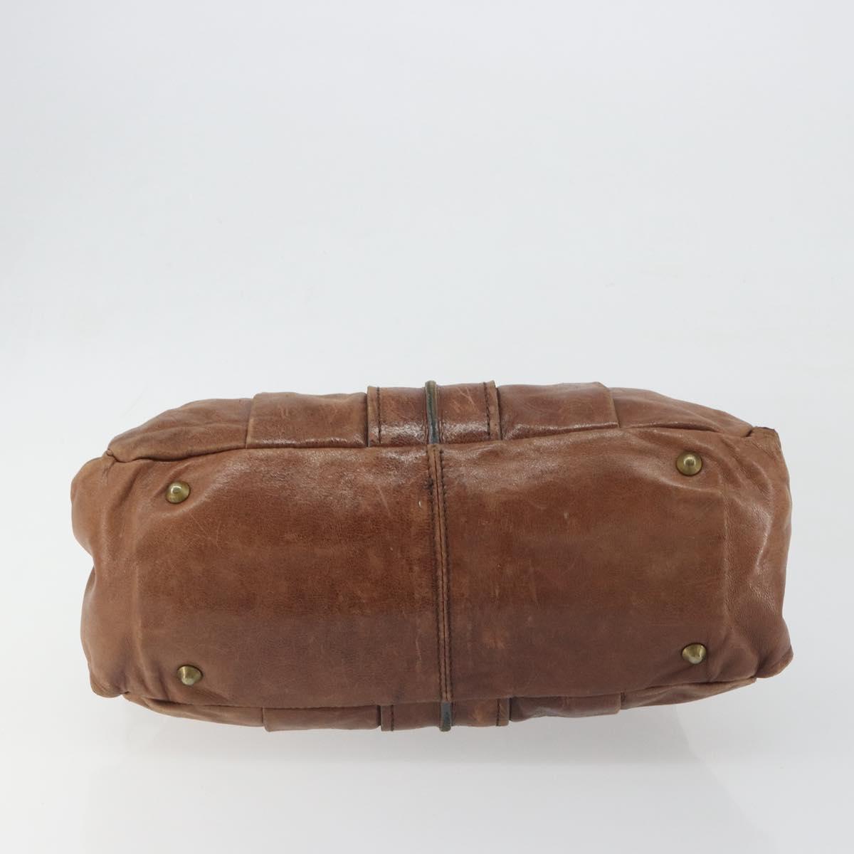 Chloe Hand Bag Leather Brown Gold Auth 198752