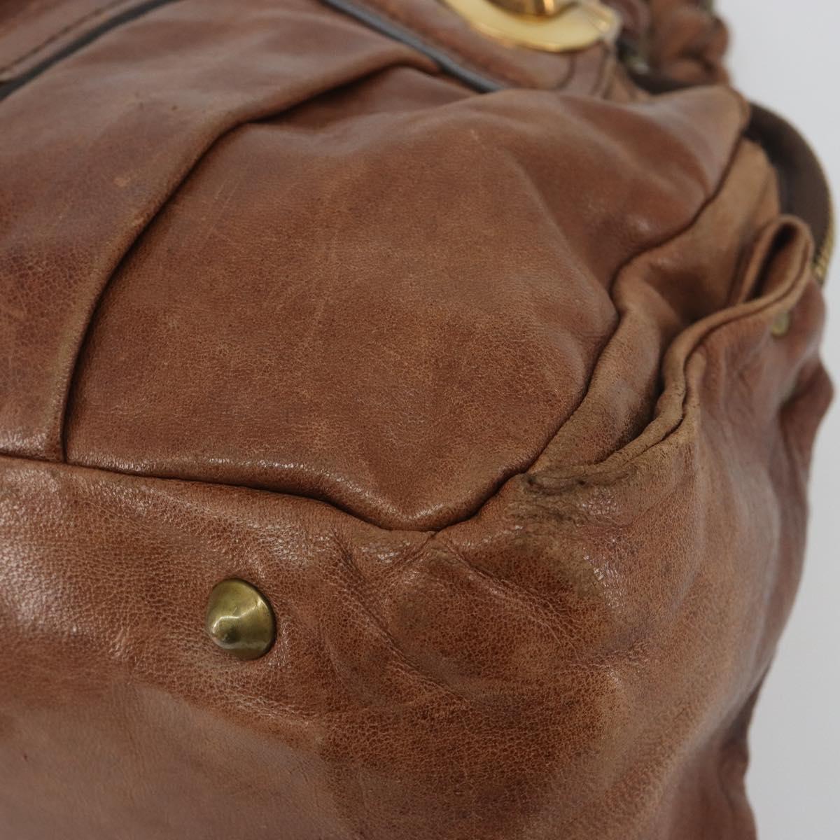 Chloe Hand Bag Leather Brown Gold Auth 198752