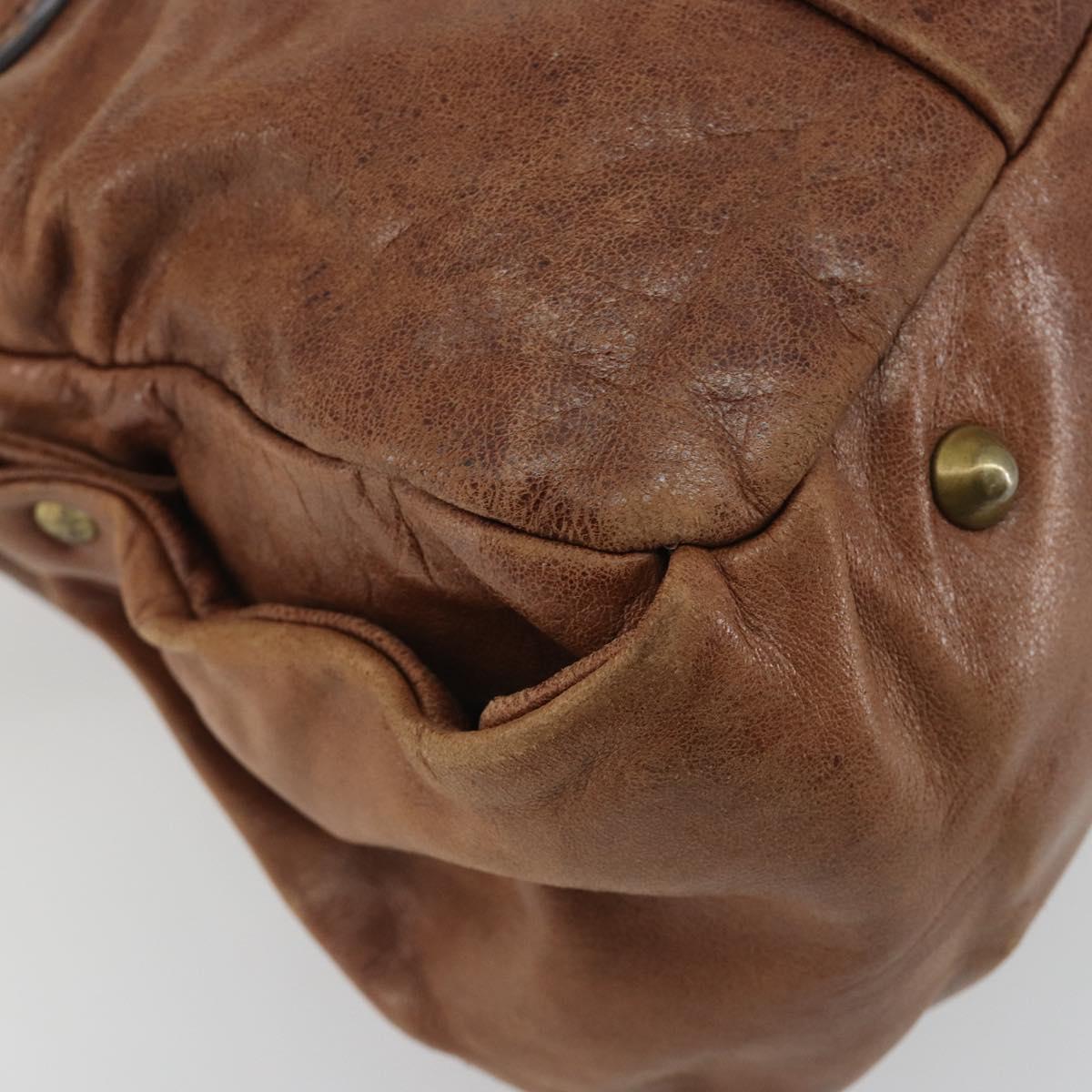 Chloe Hand Bag Leather Brown Gold Auth 198752